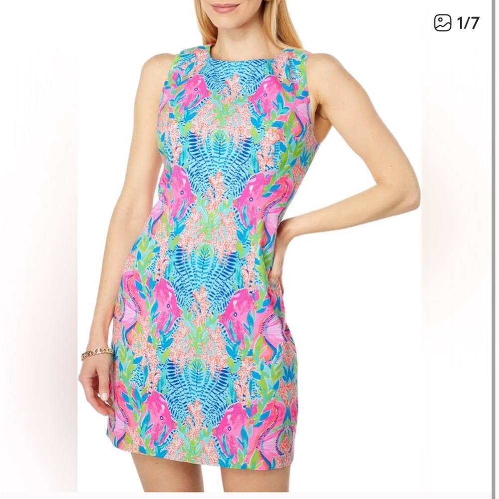 Lilly Pulitzer Pink and Blue Midi Dress